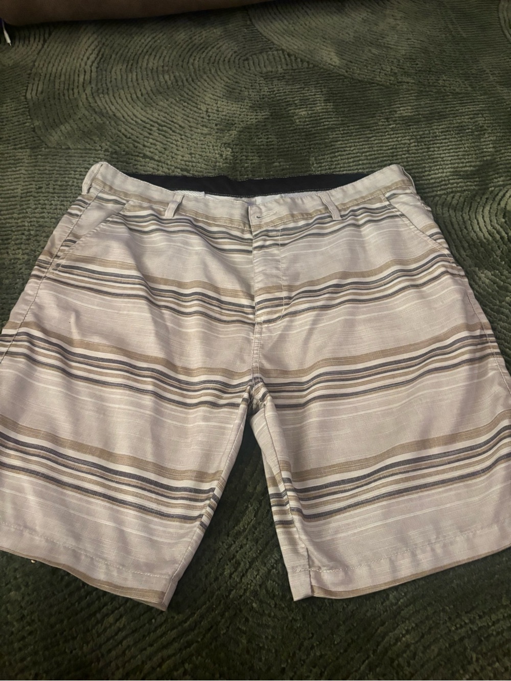 Billabong Men’s Striped Shorts in Beige and Taupe